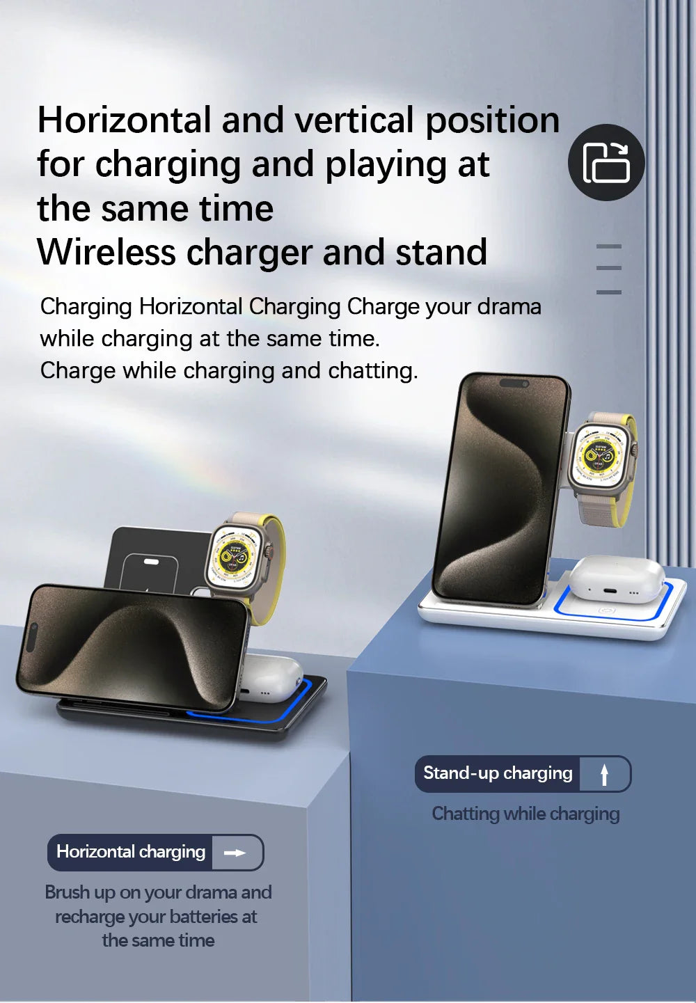 3 in 1 Foldable Wireless Charging Stand - Smart Shop (Online Store for wise shoppers) 