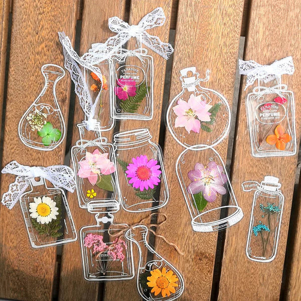 Transparent Dried Flower Bookmarks (20pcs/set)