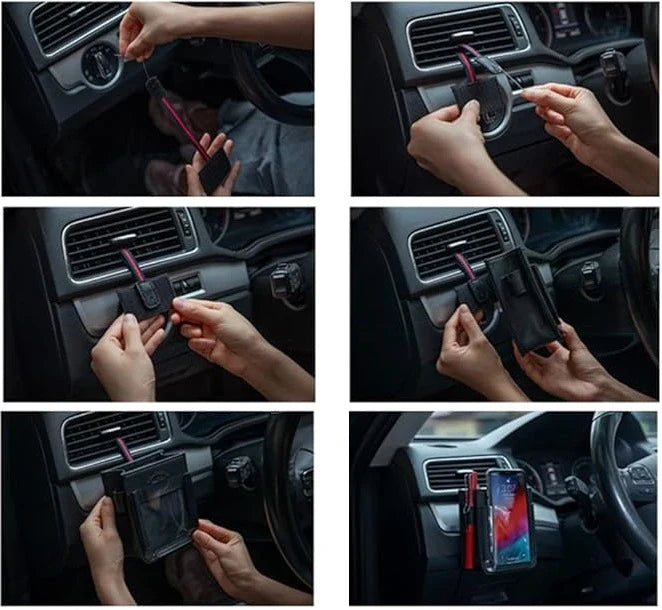 Car Phone Holder with Storage Pockets