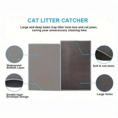 Double-Layer Cat Litter Trapping Mat – Waterproof & Easy to Clean