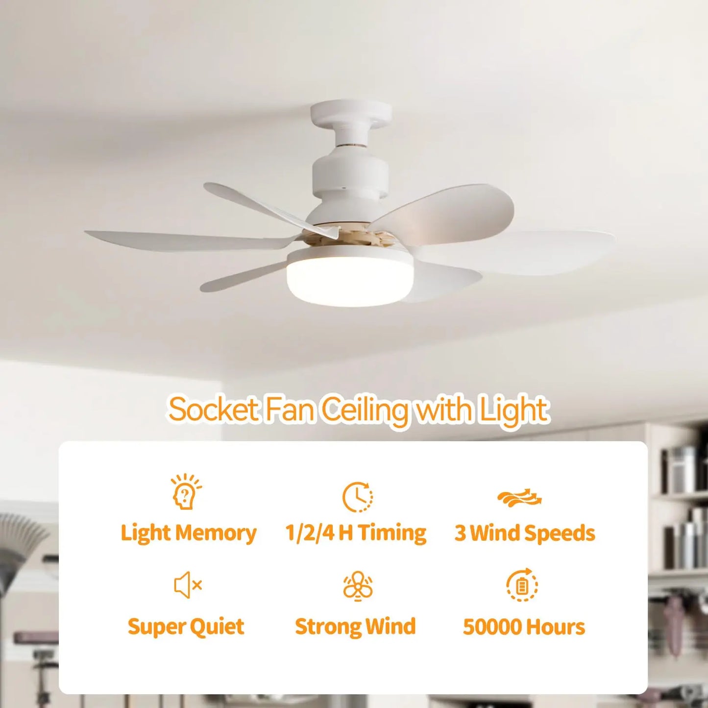 Socket Ceiling Fan with Light - Smart Shop (Online Store for wise shoppers) 