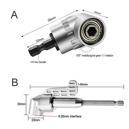 105° Right Angle Drill Attachment - Corner Screwdriver Tool