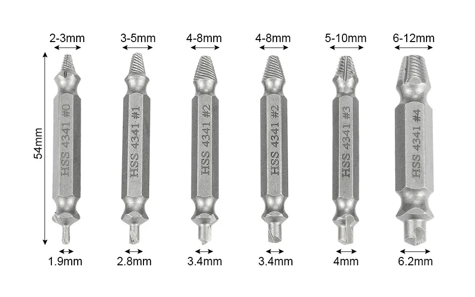 NINDEJIN 4/5/6pcs Damaged Screw Extractor Drill Bit Extractor Drill Set Broken Speed Out Bolt Extractor Bolt Stud Remover Tool