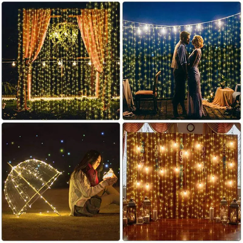 LED Christmas Curtain Lights with Remote Control – Festive Garland for Home and Tree Decorations