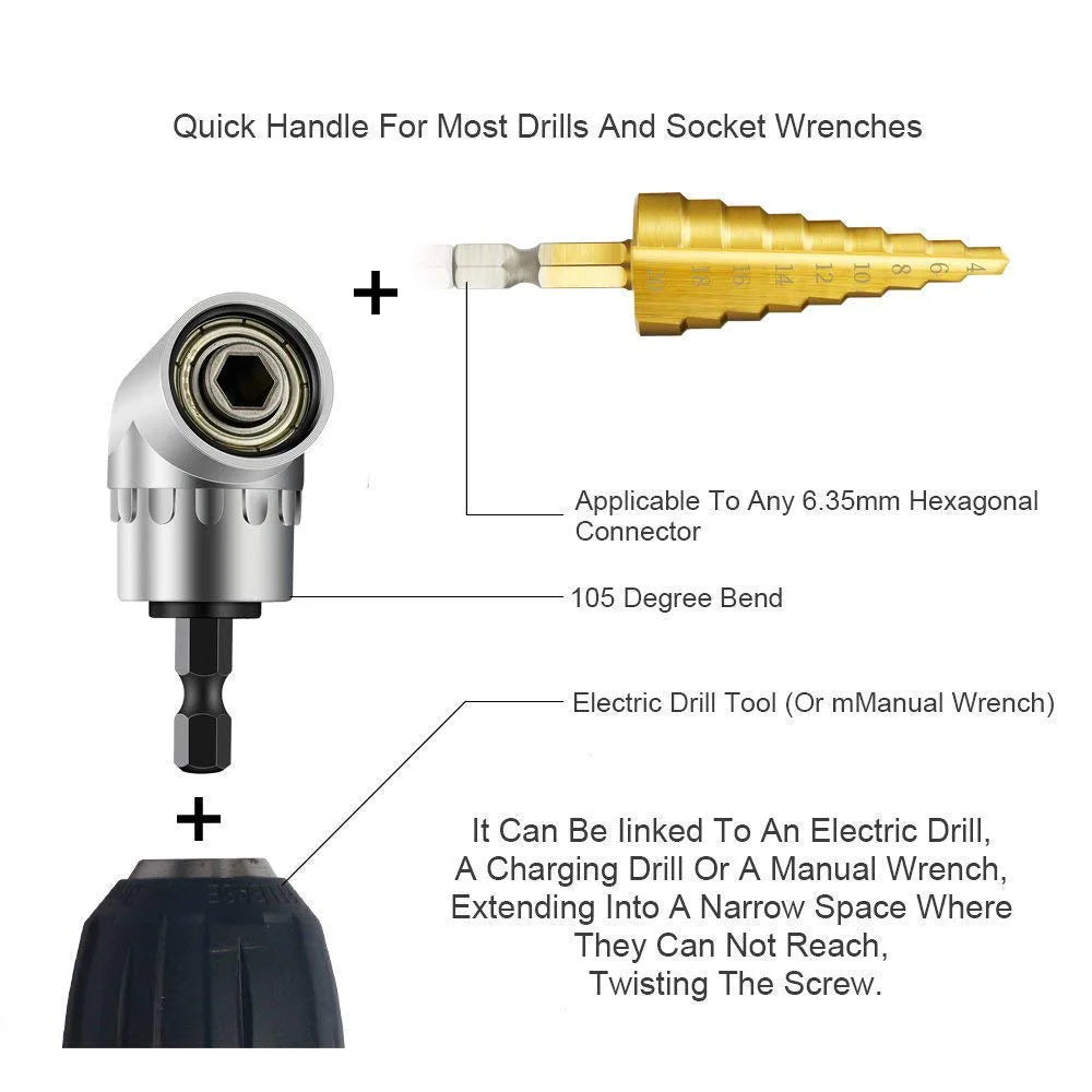 105° Right Angle Drill Attachment - Corner Screwdriver Tool