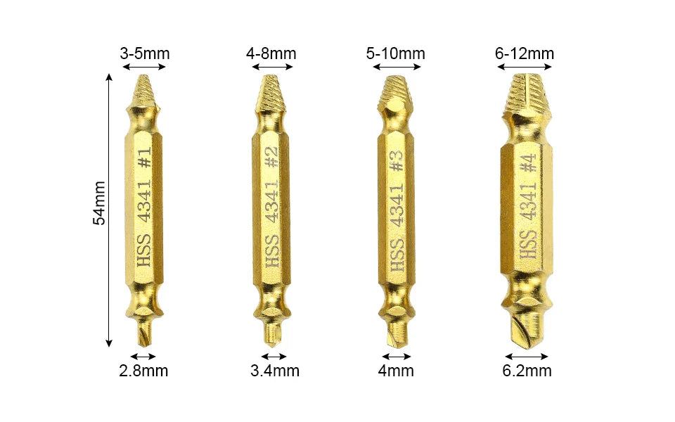 NINDEJIN 4/5/6pcs Damaged Screw Extractor Drill Bit Extractor Drill Set Broken Speed Out Bolt Extractor Bolt Stud Remover Tool