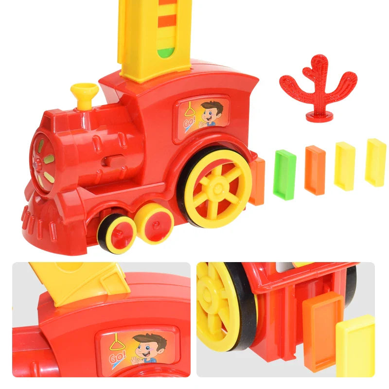 Kids Domino Train Car Set with Sound & Lights – Automatic Domino Laying Toy