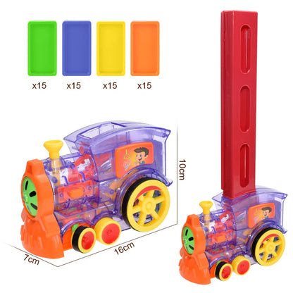 Kids Domino Train Car Set with Sound & Lights – Automatic Domino Laying Toy