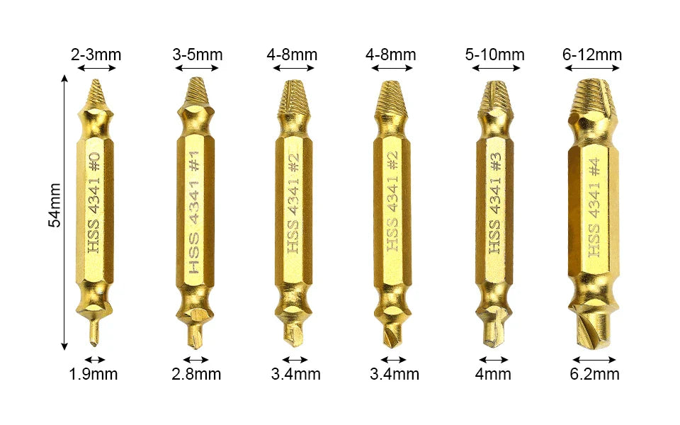 NINDEJIN 4/5/6pcs Damaged Screw Extractor Drill Bit Extractor Drill Set Broken Speed Out Bolt Extractor Bolt Stud Remover Tool