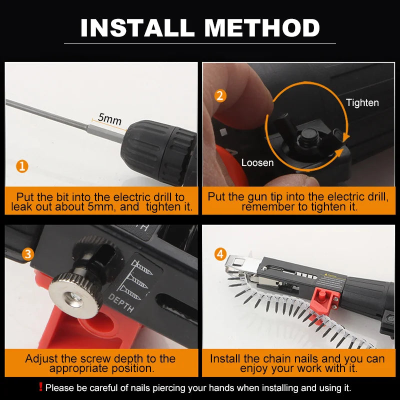 Electric Automatic Chain Nail Adapter Gun - Smart Shop (Online Store for wise shoppers) 