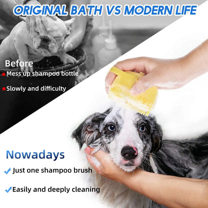 2-in-1 Silicone Pet Shampoo Brush & Grooming Scrubber