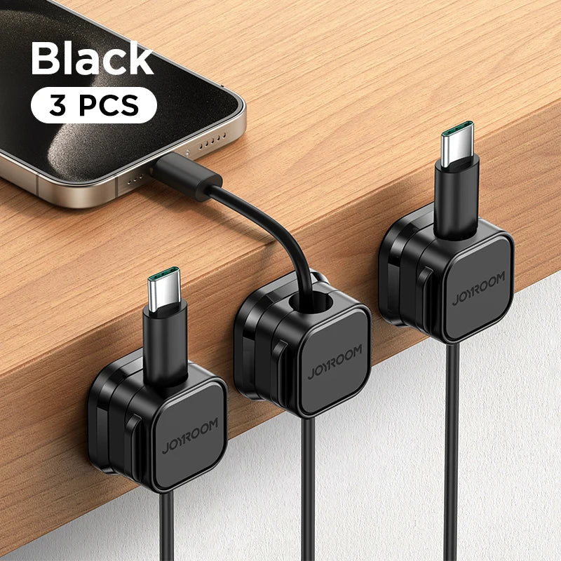 3-Pack or 6-Pack Magnetic Cable Clips – Adjustable Cord Organizer for Desk, Wall, and Car