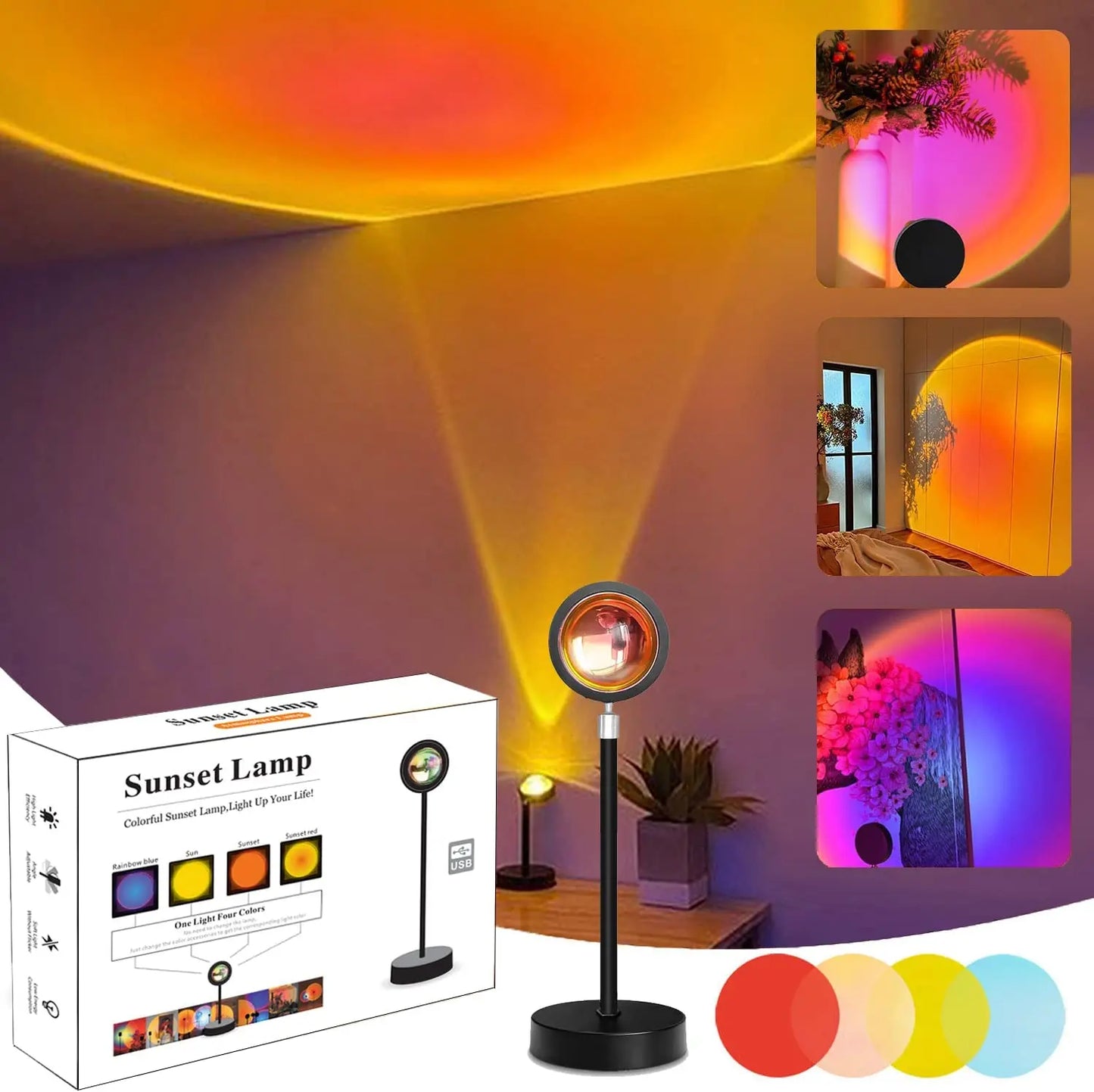 Smart Bluetooth Night Light Rainbow Sunset Projector Lamp - Create a Magical Ambiance