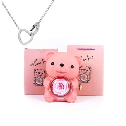 Rose Hugging Bear Gift Box With Necklace - Smart Shop (Online Store for wise shoppers) 