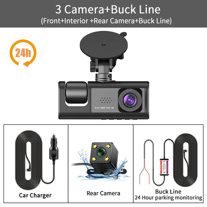 Three Channel Car HD DashCam