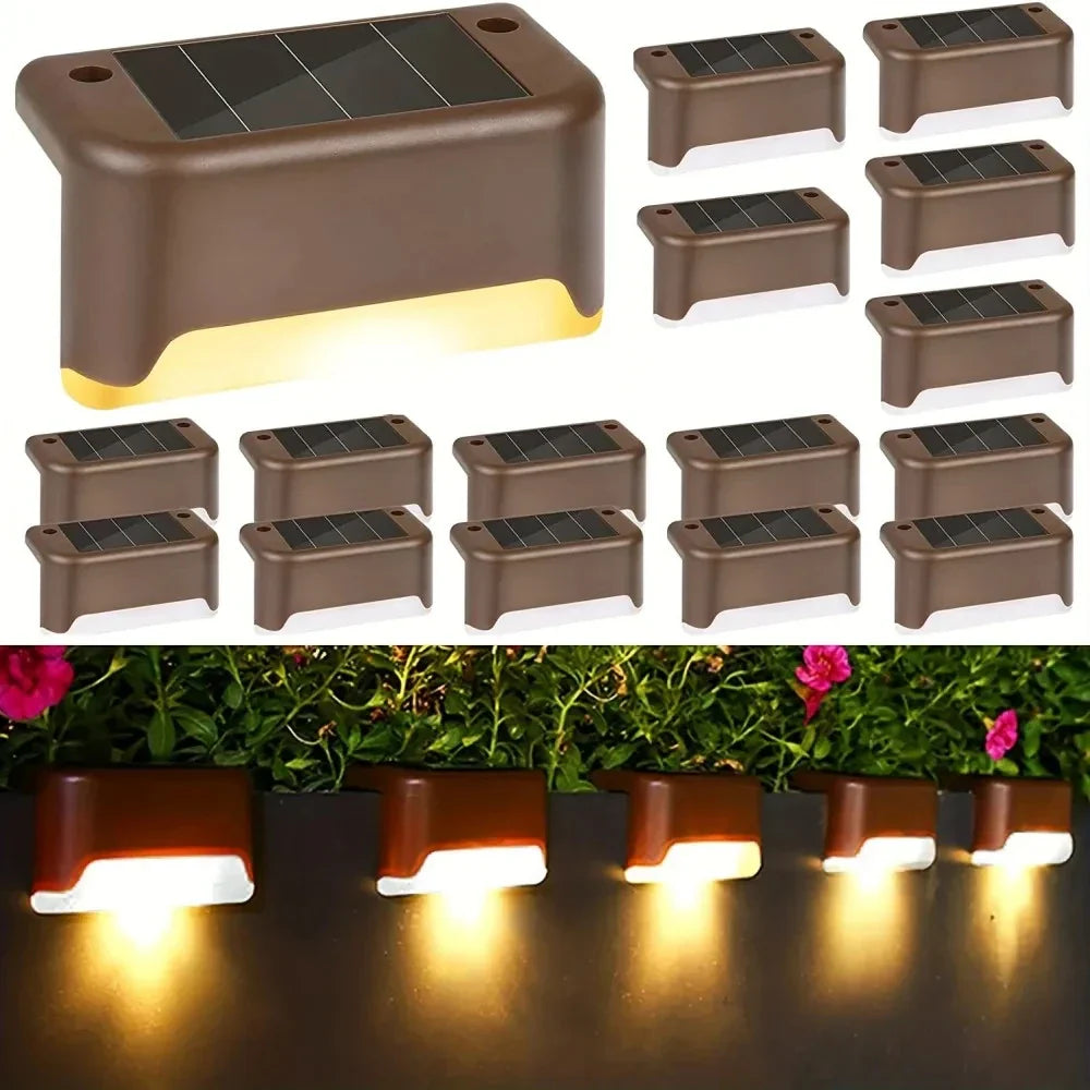 4-Pack LED Solar Stair & Step Lights - Waterproof Outdoor Lighting