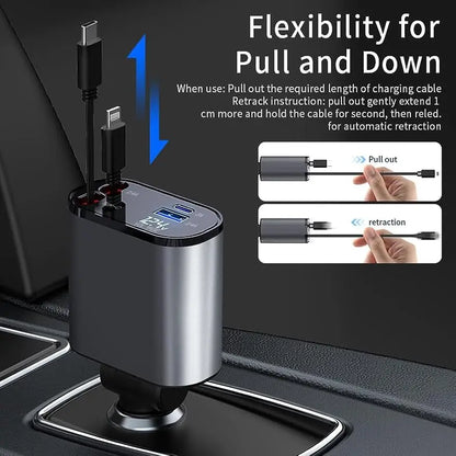 Car Retractable 4 in 1 Fast Charger