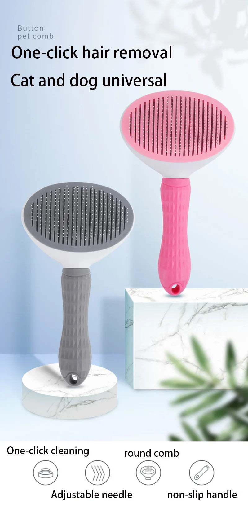 Pet Grooming Brush for Dogs & Cats – Stainless Steel Comb for Long Hair