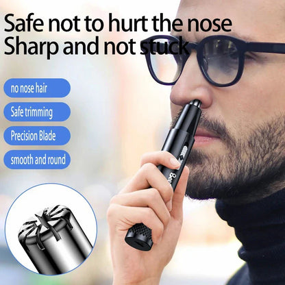 USB Rechargeable Nose and Ear Hair Trimmer – Unisex Metal Electric Shaver