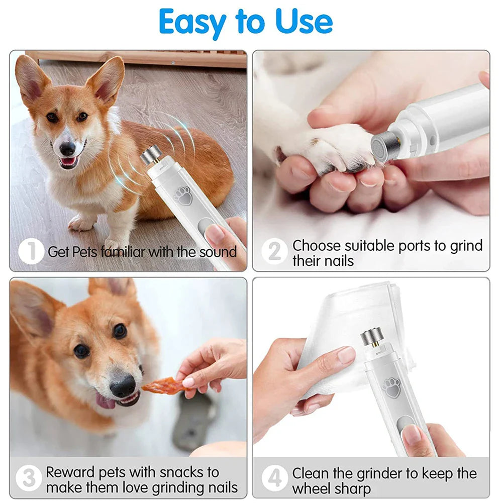 Electric Pet Nail Grinder with LED Light, 2-Speed, USB Rechargeable