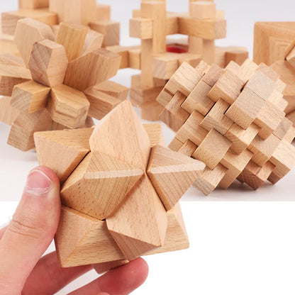 Wooden Kong Ming & Lu Ban Lock 3D IQ Puzzle Toy