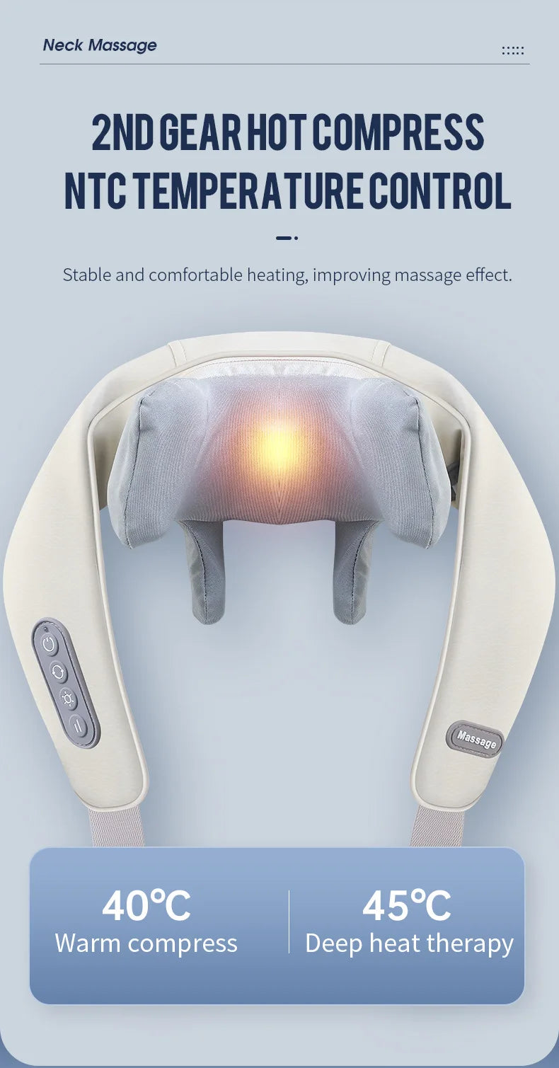 Wireless Neck and Back Massager with Heat and Kneading Technology