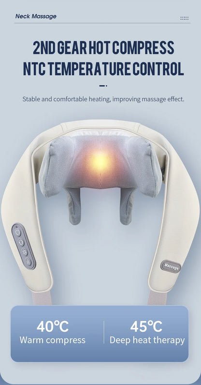 Wireless Neck and Back Massager with Heat and Kneading Technology