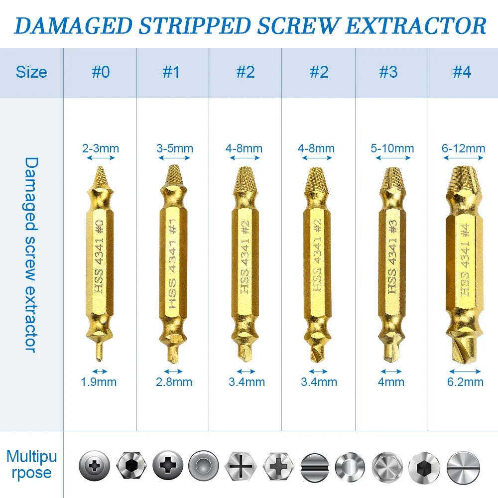 NINDEJIN 4/5/6pcs Damaged Screw Extractor Drill Bit Extractor Drill Set Broken Speed Out Bolt Extractor Bolt Stud Remover Tool