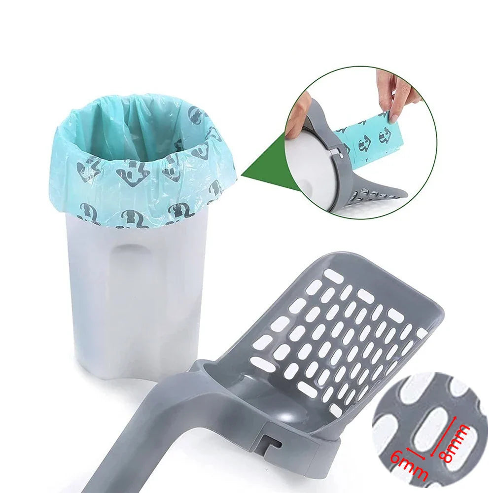 Self-Cleaning Cat Litter Scoop with Integrated Waste Bin