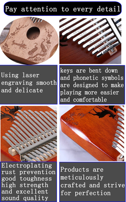 17-Key & 21-Key Kalimba Thumb Piano - Premium Laser Engraved Finger Piano Kit