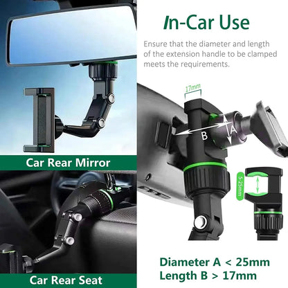 360° Rotating Rearview Mirror Phone Holder – Universal Mount for All Smartphones