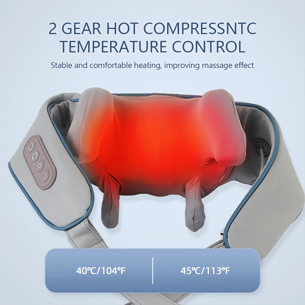 Wireless Neck and Back Massager with Heat and Kneading Technology