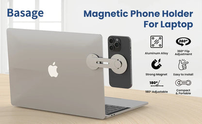 Slim Magnetic iPhone Mount for Laptops – 180° Adjustable Continuity Flip Holder