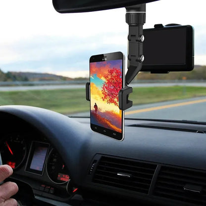 360° Rotating Rearview Mirror Phone Holder – Universal Mount for All Smartphones