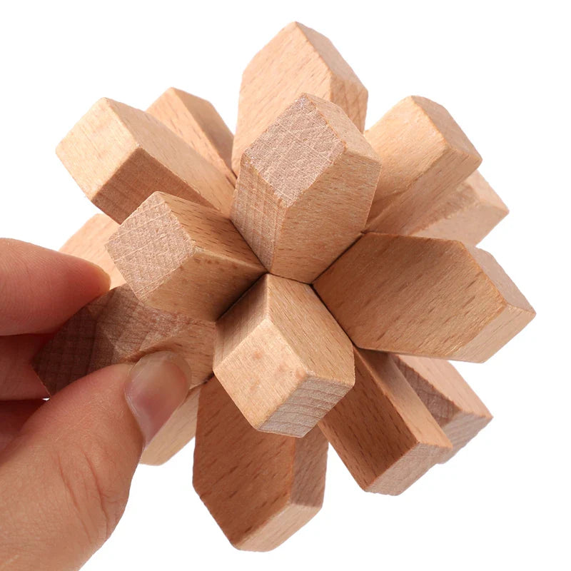 Wooden Kong Ming & Lu Ban Lock 3D IQ Puzzle Toy