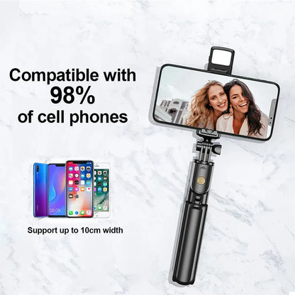 Wireless Selfie Stick Tripod Stand with Light