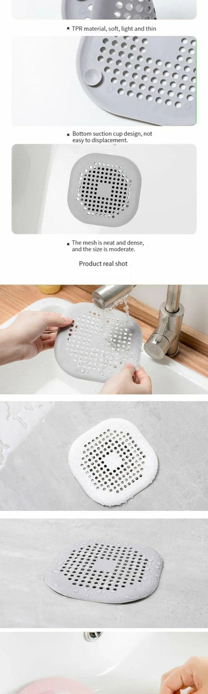 Silicone Square Shower Drain Cover - Anti-Clogging Strainer for Sink and Shower