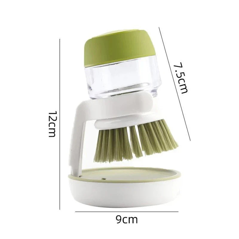 Multi-Use Soap Dispensing Dish Brush with Storage Tray