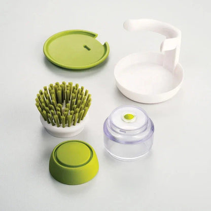 Multi-Use Soap Dispensing Dish Brush with Storage Tray