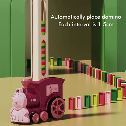 Kids Domino Train Car Set with Sound & Lights – Automatic Domino Laying Toy