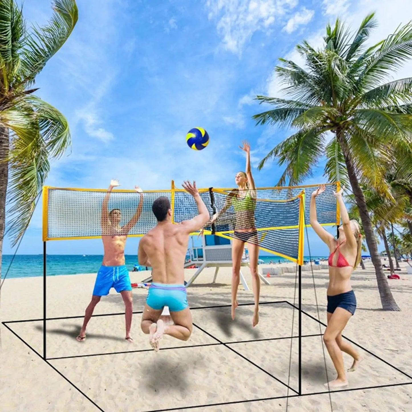 4-Way Square Volleyball Net Set - Smart Shop (Online Store for wise shoppers) 