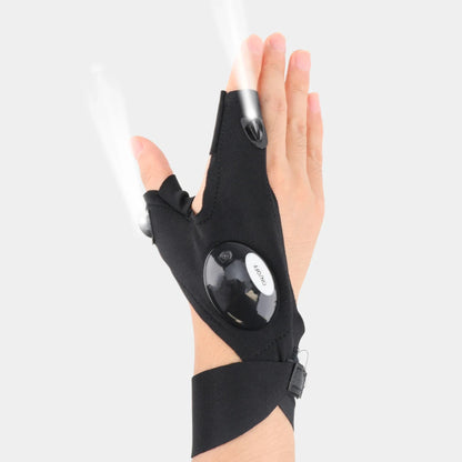 LED Waterproof Half Finger Gloves with Flashlight – Perfect for Outdoor Activities