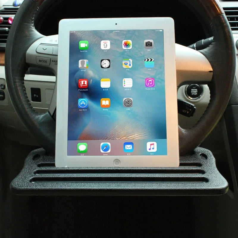 Portable Car Steering Wheel Tray for Laptop, Dining, and Drinks