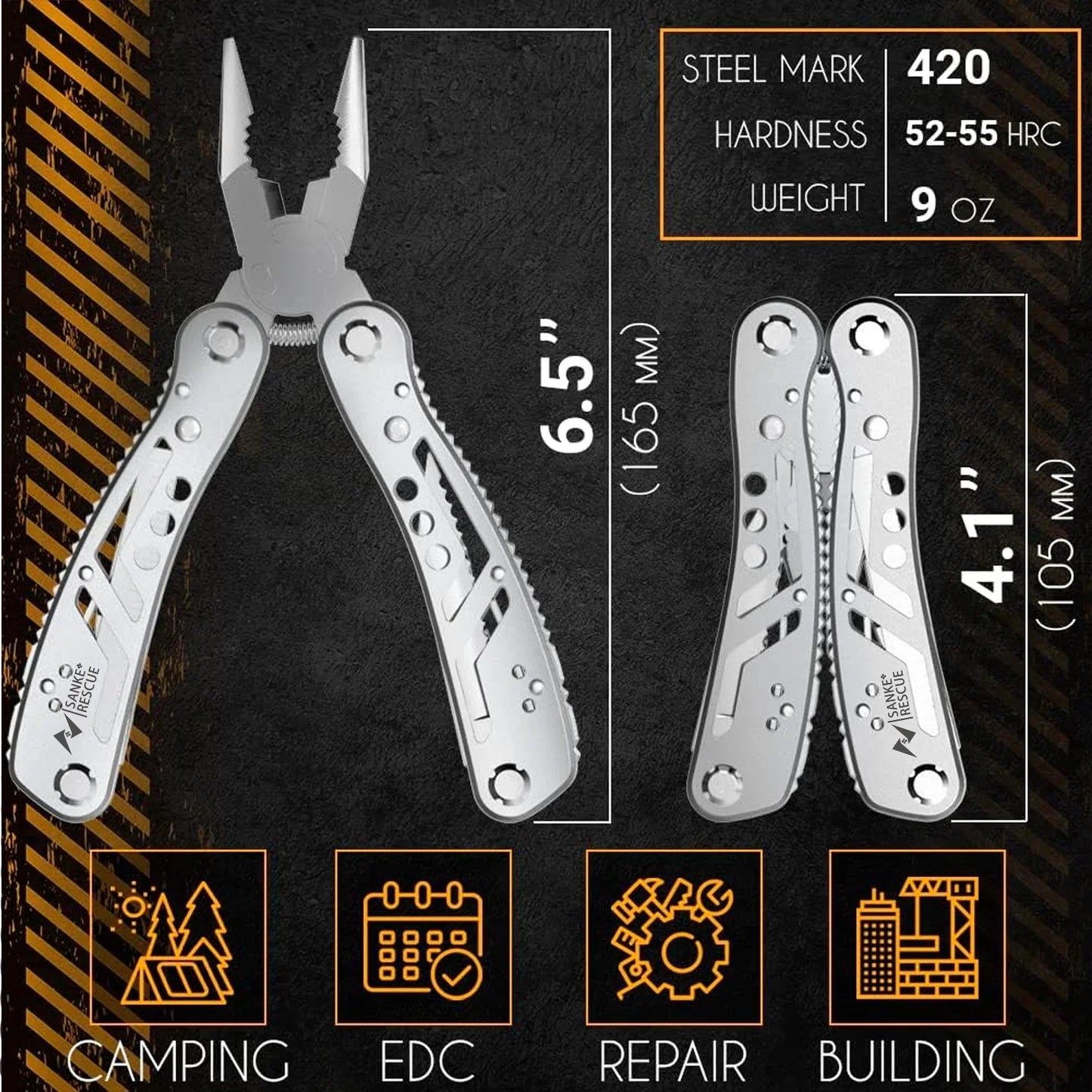 Portable Pocket Multitool - 24-in-1 Stainless Steel Survival Tool with Pliers, Knife, and Screwdrivers