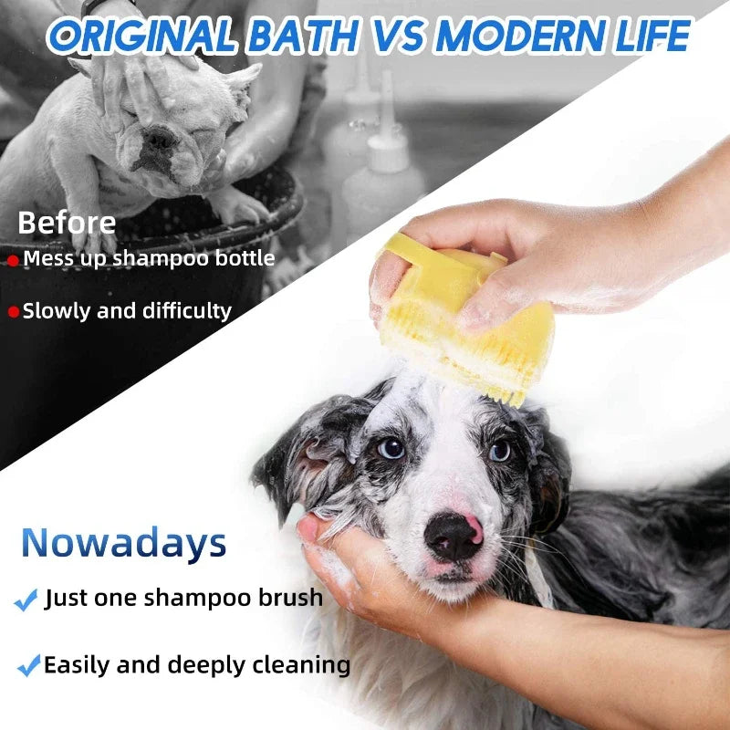 2-in-1 Silicone Pet Shampoo Brush & Grooming Scrubber