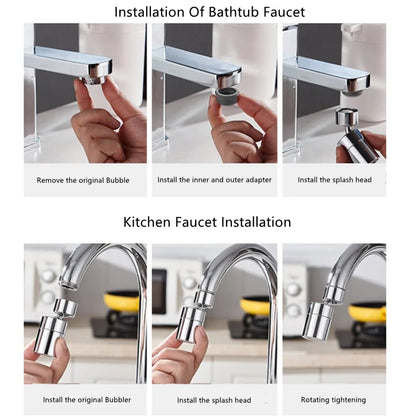 360° Adjustable Dual-Mode Kitchen Faucet Spray Head with Filter