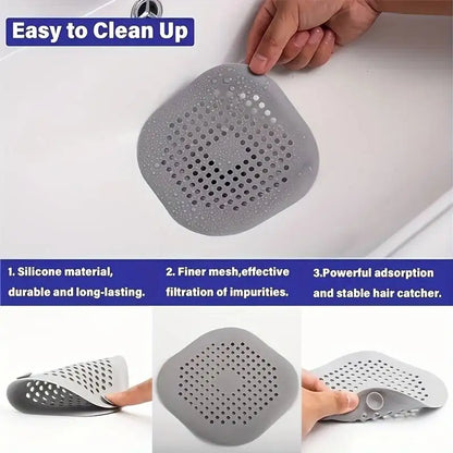 Silicone Square Shower Drain Cover - Anti-Clogging Strainer for Sink and Shower