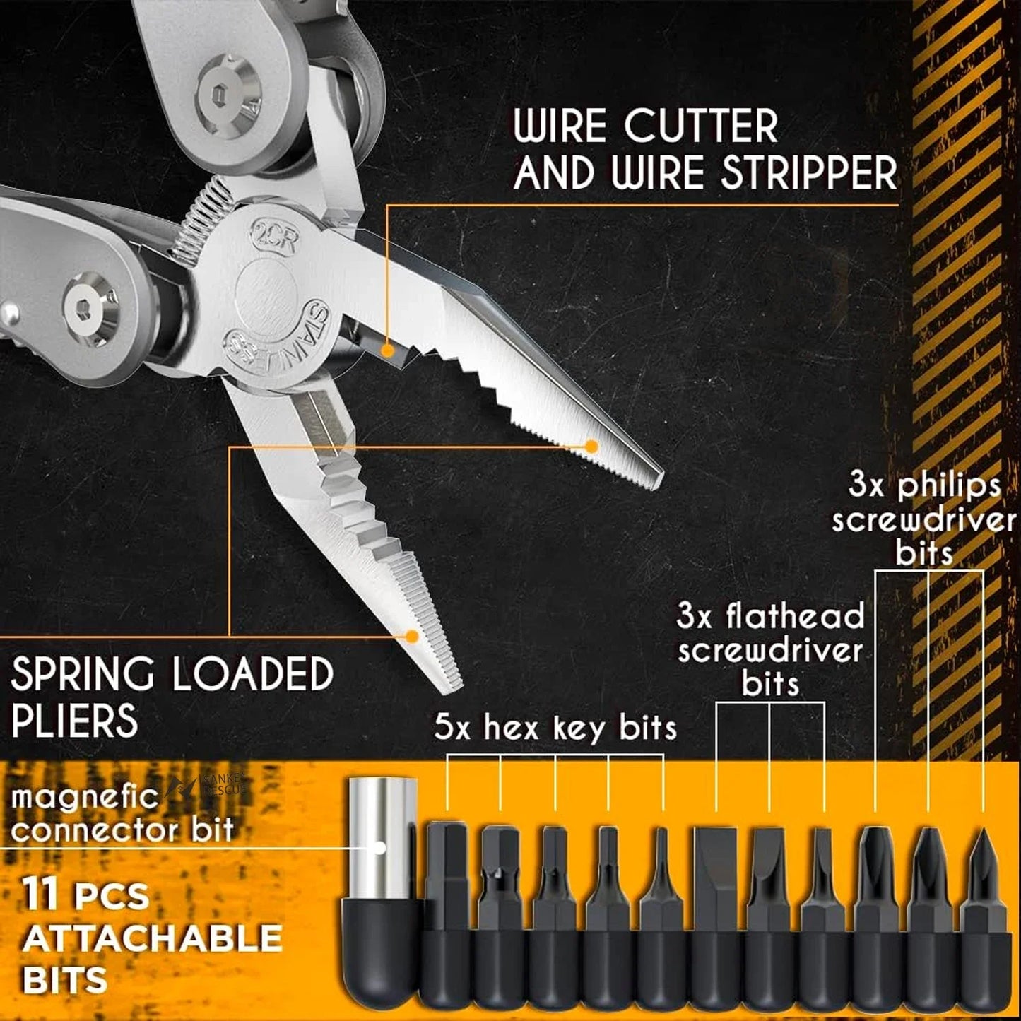 Portable Pocket Multitool - 24-in-1 Stainless Steel Survival Tool with Pliers, Knife, and Screwdrivers