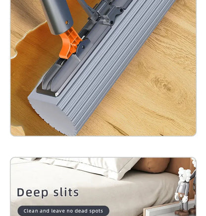 Foldable Hand-Free Squeeze Mop with Replaceable Sponge Heads