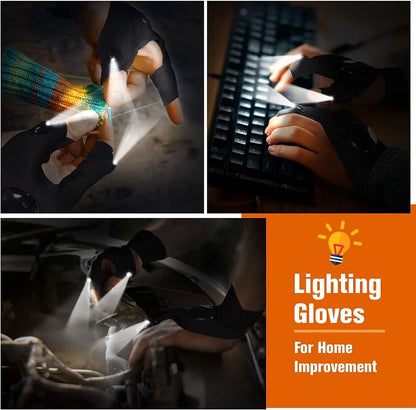 LED Waterproof Half Finger Gloves with Flashlight – Perfect for Outdoor Activities